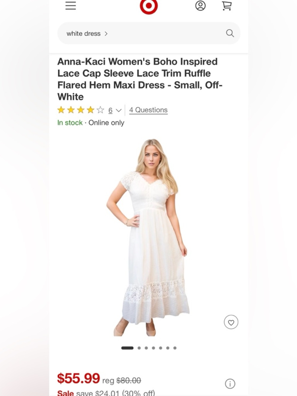 White Lace-Sleeve Midi Dress